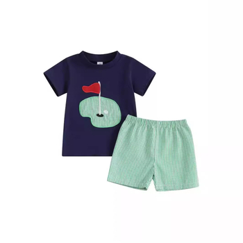 Chlapčenský a dievčenský golfový vyšívaný oblek s krátkym rukávom, priama dodávka z továrne