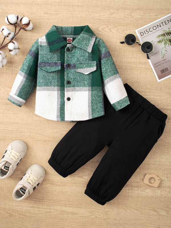 2025. aasta uus poiste kevadkostüüm, kevad- ja sügisstiil, väikese ja keskmise suurusega laste ruuduline jakk, pikkade varrukatega kaheosaline komplekt