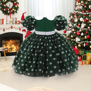 2024 Νέο Χριστουγεννιάτικο Παιδικό Φόρεμα με Φουσκωτά Μανίκια, Πουά, Φόρεμα Πριγκίπισσας με Πουά, Φόρεμα Γενεθλίων για Παιδιά ενός Χρόνου