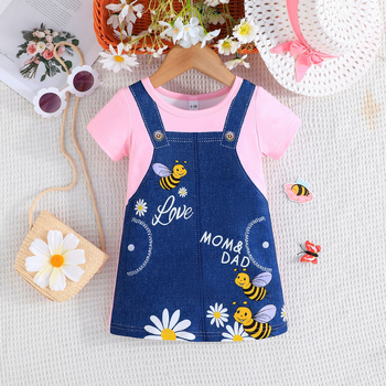 Διασυνοριακό αποκλειστικό -2024 καλοκαιρινό φόρεμα μόδας για μωρά κορίτσια με τυπωμένο φόρεμα \