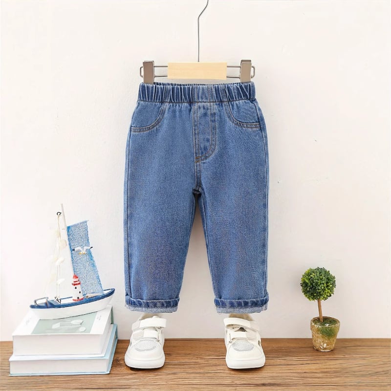 Blugi noi pentru copii transfrontalieri, de primăvară și toamnă, pentru băieți, de culoare solidă, pantaloni de comerț exterior, care pot fi vopsiți