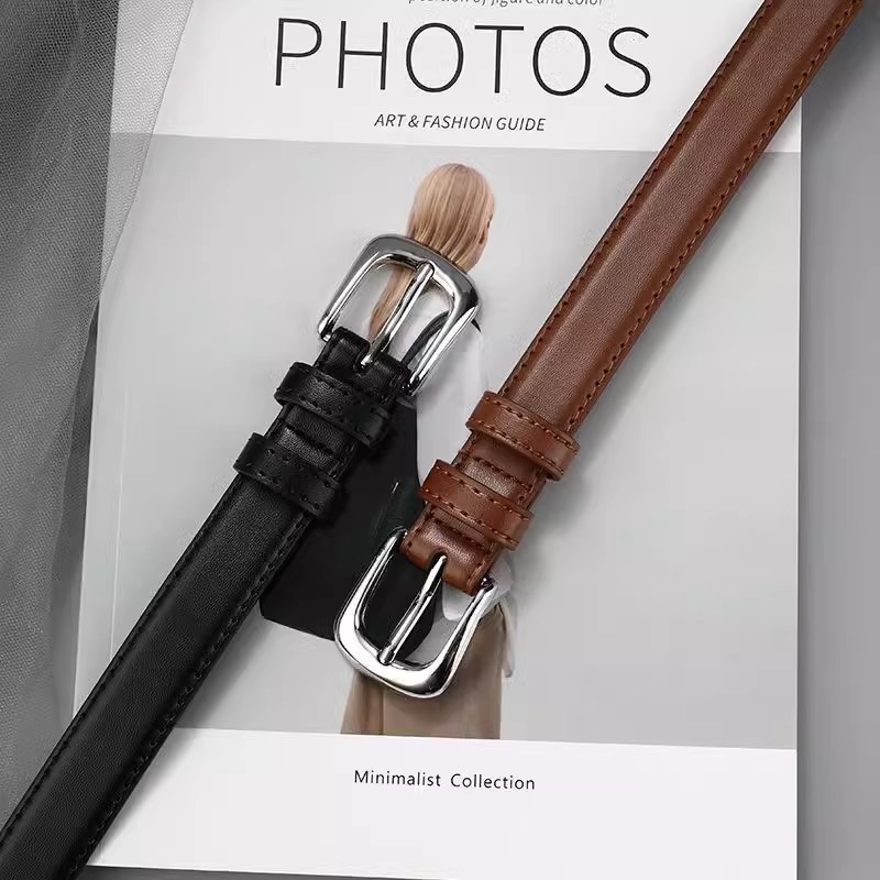 Нов дамски колан, корейски, прост, универсален, с катарама, ежедневен, с дънки, декоративен колан за панталони, студентска тенденция