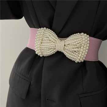 Korėjietiško stiliaus moteriška suknelė su tampriu juosmeniu, perlų kaspinu ir tampriu juosmeniu, universali, saldi dekoracija, tarpvalstybinė didmeninė prekyba
