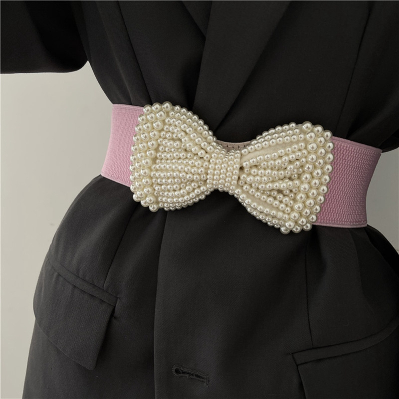 Korėjietiško stiliaus moteriška suknelė su tampriu juosmeniu, perlų kaspinu ir tampriu juosmeniu, universali, saldi dekoracija, tarpvalstybinė didmeninė prekyba