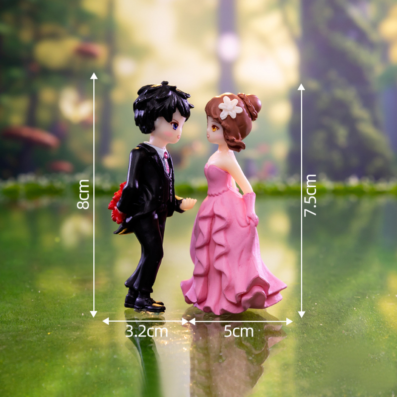 Mikromaastik loominguline romantiline ettepaneku paar tegelane DIY võtmehoidja kaunistus aksessuaarid auto lauaarvuti väikesed kaunistused