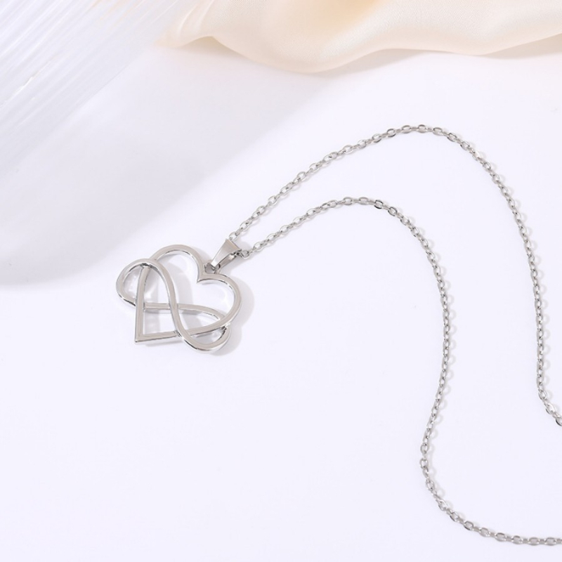 Vienos dalies madingas paprastas 8 simbolių meilės pakabukas su tuščiaviduriu karoliais, raktikaulio grandinėle ir atvirukų damos karoliais
