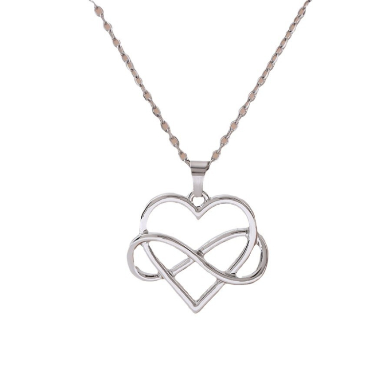 Vienos dalies madingas paprastas 8 simbolių meilės pakabukas su tuščiaviduriu karoliais, raktikaulio grandinėle ir atvirukų damos karoliais