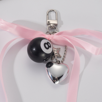 Διασυνοριακό καυτό αντικείμενο \'One Hit Win\' Ταϊβάν Ball Style 8 Μοντέρνο ασημί μεταλλικό μπρελόκ με αγκράφα σε σχήμα καρδιάς σε σχήμα καρδιάς