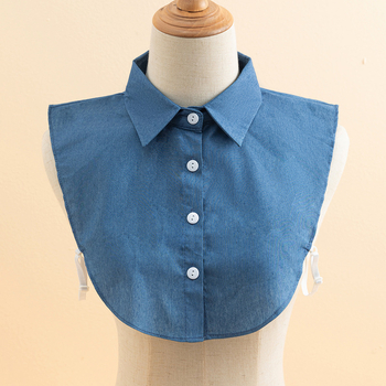 Moteriška džinsinė smaili apykaklė su mėlynu megztiniu ir marškinių apykakle, tinkanti rudens ir žiemos interjerui, elegantiška, deranti apykaklė nuo vėjo.