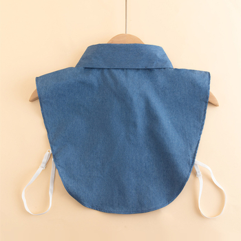 Moteriška džinsinė smaili apykaklė su mėlynu megztiniu ir marškinių apykakle, tinkanti rudens ir žiemos interjerui, elegantiška, deranti apykaklė nuo vėjo.