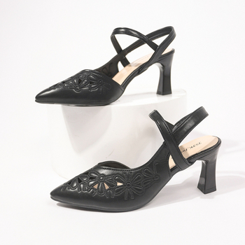 Διασυνοριακά μοντέρνα ψηλοτάκουνα σανδάλια, νέα μοντέρνα σανδάλια με μυτερή πλάτη, κοίλης πλάτης, απαλό δέρμα, ψηλοτάκουνα γυναικεία