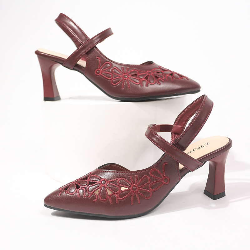 Módne sandále na vysokom podpätku s cezhraničnou módou, nové módne špicaté sandále s dutou špičkou vzadu z mäkkej kože, dámske sandále na vysokých podpätkoch s dutou špičkou