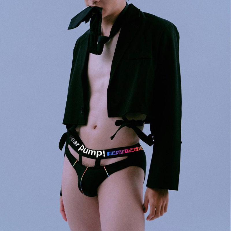 Секси мъжки кухи бикини с халки, спортни, с ниска талия, изпъкнали, повдигащи ханша, модално бельо, модни персонализирани шорти