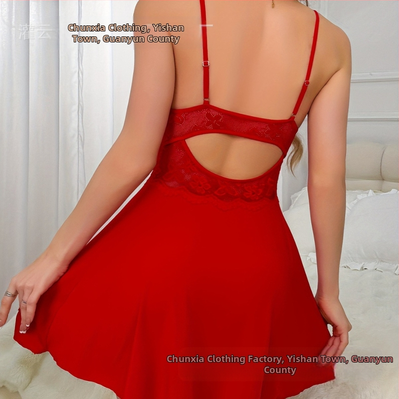 Výrobca nových čipkovaných nočných košieľok s červenými trakmi a pyžamami od Amazonu, sexy, domáceho oblečenia