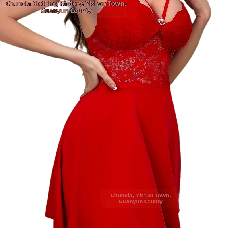 Výrobca nových čipkovaných nočných košieľok s červenými trakmi a pyžamami od Amazonu, sexy, domáceho oblečenia