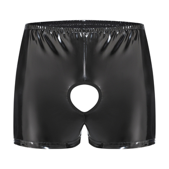 Piiriülesed tooted Meeste PVC erksavärvilised nahast bokserid Seksikad lahtised nahast lühikesed püksid Täpne suurus Lõhnatu