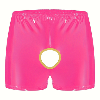Piiriülesed tooted Meeste PVC erksavärvilised nahast bokserid Seksikad lahtised nahast lühikesed püksid Täpne suurus Lõhnatu