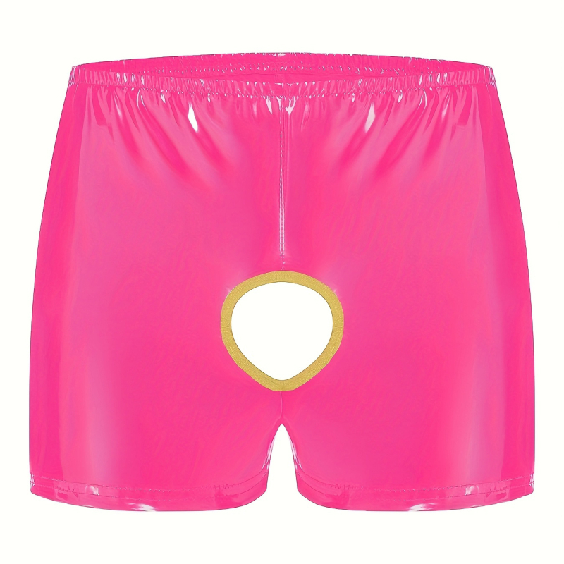 Piiriülesed tooted Meeste PVC erksavärvilised nahast bokserid Seksikad lahtised nahast lühikesed püksid Täpne suurus Lõhnatu