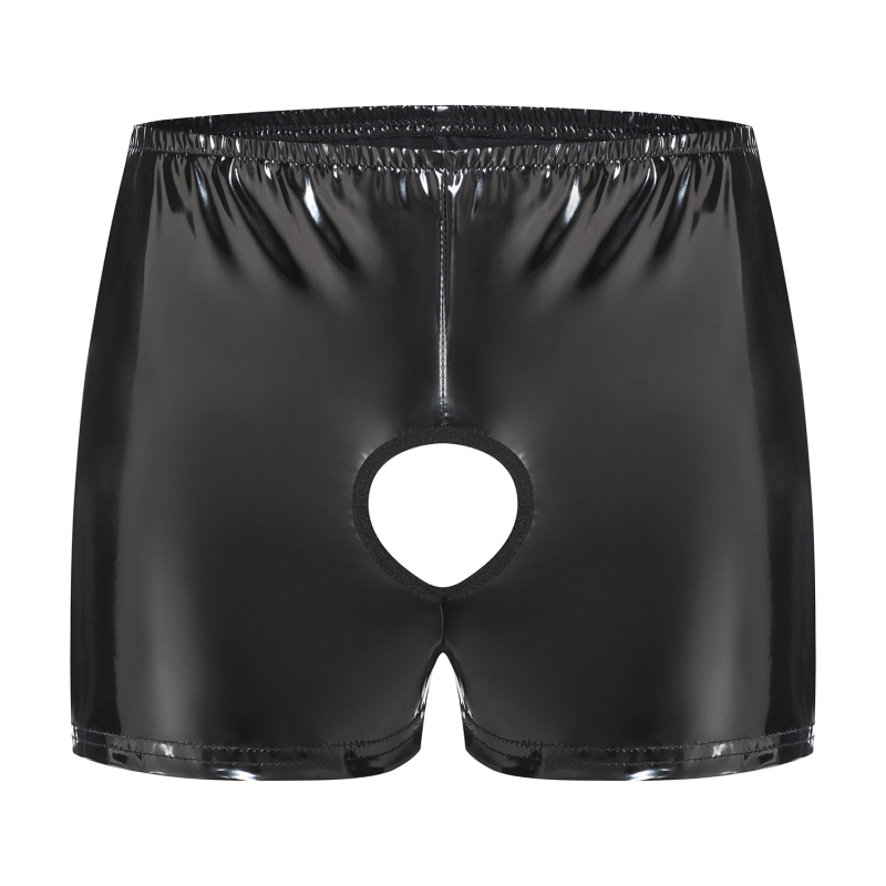 Piiriülesed tooted Meeste PVC erksavärvilised nahast bokserid Seksikad lahtised nahast lühikesed püksid Täpne suurus Lõhnatu