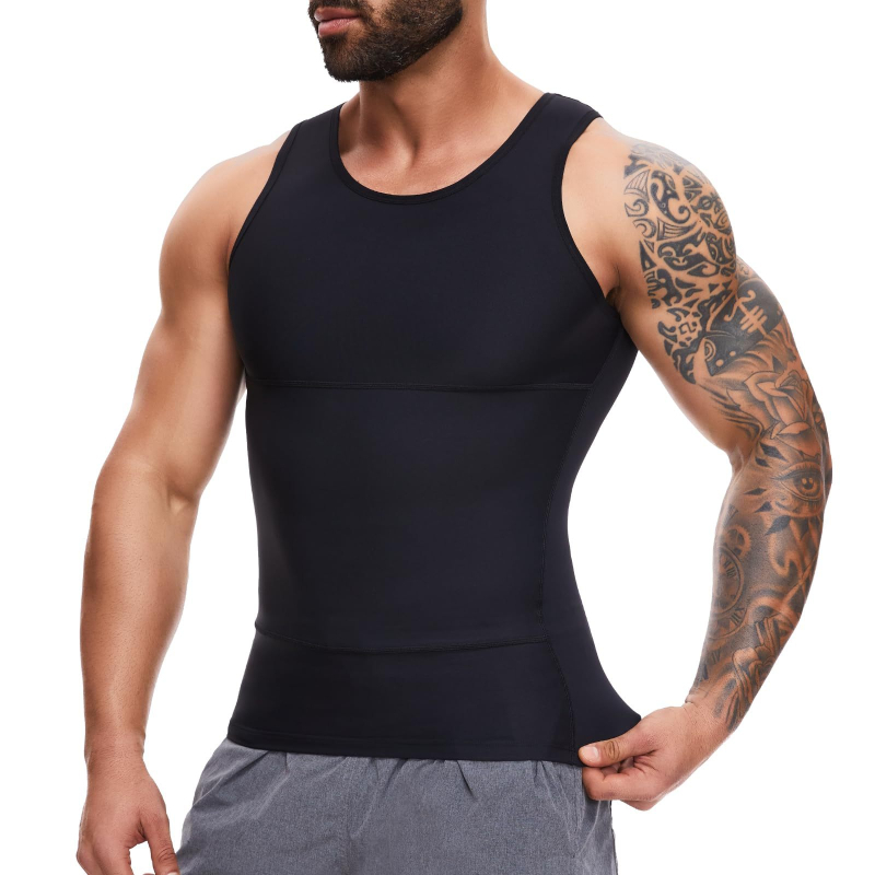 Amazon vīriešu formējoša fitnesa veste ar korsetes vēdera kontrolei, cieši pieguļoša, elastīga, cieši pieguļoša sporta veste