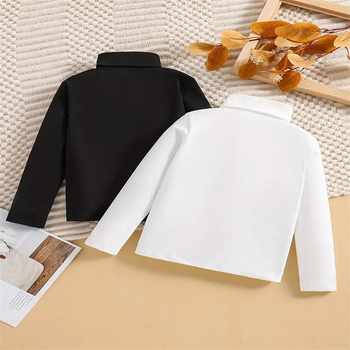 Dječja odjeća, poluvisoki ovratnik, dječja majica s srednjim ovratnikom za dječake i djevojčice, proljetna, jesenska i zimska dječja majica dugih rukava