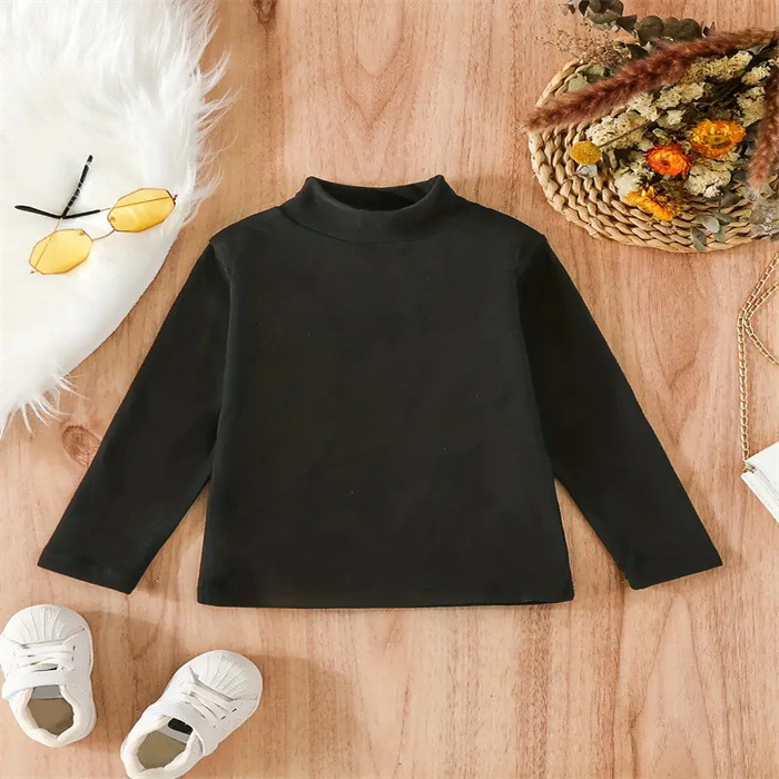 Dječja odjeća, poluvisoki ovratnik, dječja majica s srednjim ovratnikom za dječake i djevojčice, proljetna, jesenska i zimska dječja majica dugih rukava