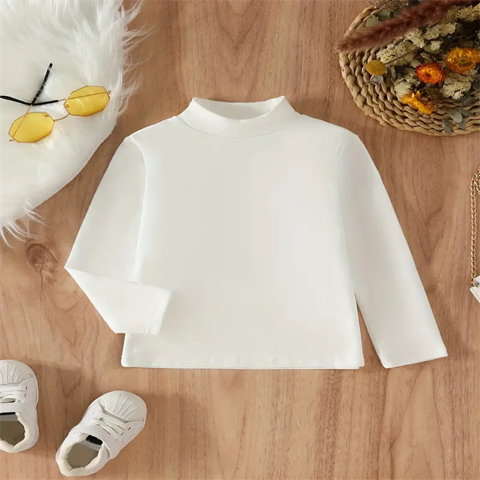 Dječja odjeća, poluvisoki ovratnik, dječja majica s srednjim ovratnikom za dječake i djevojčice, proljetna, jesenska i zimska dječja majica dugih rukava