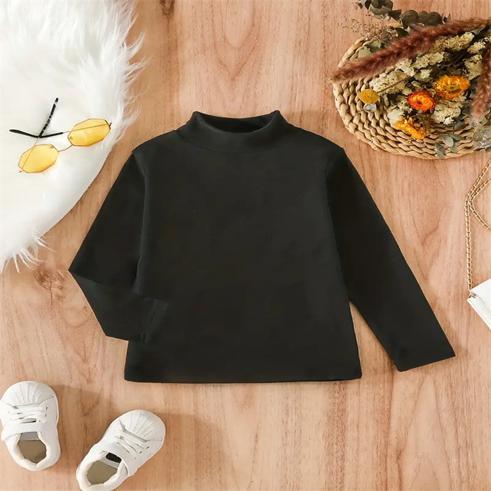 Dječja odjeća, poluvisoki ovratnik, dječja majica s srednjim ovratnikom za dječake i djevojčice, proljetna, jesenska i zimska dječja majica dugih rukava