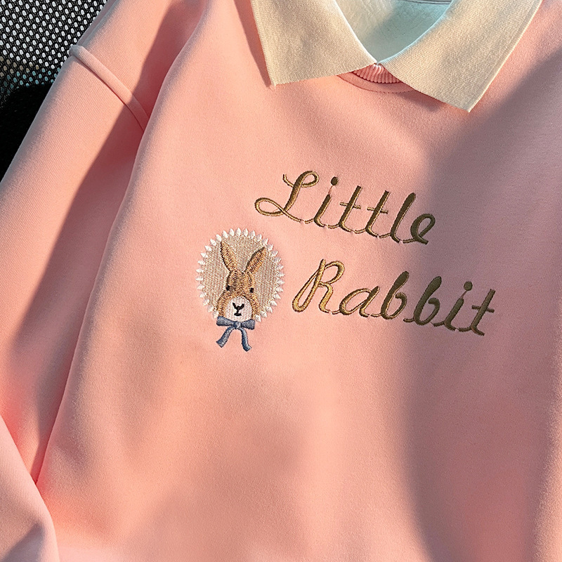 Tüdrukute kevad- ja sügispükste varrukatega revääriga pluus keskmistele ja suurtele lastele, sügisene uus moodne universaalne magus ja läänelik revääriga dressipluus