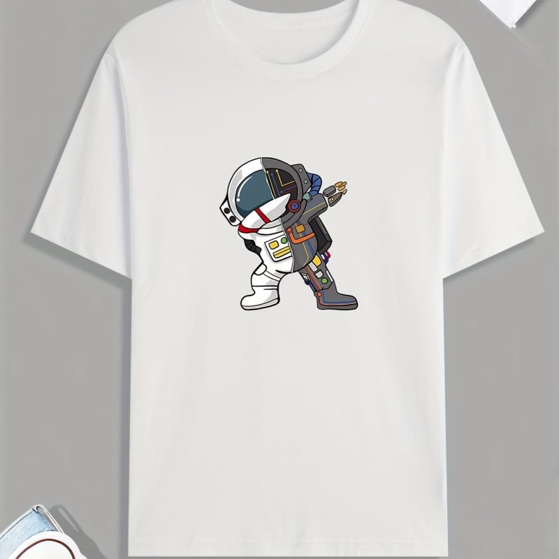 Tricou cu imprimeu AsTronauT în poza victoriei, casual pentru bărbați