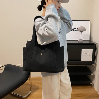 Didelės talpos drobės rankinė moterims, 2023 m., nauja, madinga rankinė studentams, madingas nešiojamas krepšys per petį.