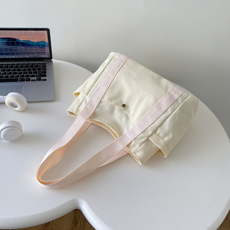 Didelės talpos drobės rankinė moterims, 2023 m., nauja, madinga rankinė studentams, madingas nešiojamas krepšys per petį.