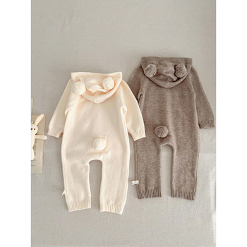 [Bunny] Νέα κορεάτικη φθινοπωρινή βρεφική φόρμα για αγόρια και κορίτσια, αρκουδάκι με κουκούλα, παχύρρευστη και ζεστή