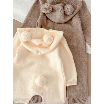 [Bunny] Νέα κορεάτικη φθινοπωρινή βρεφική φόρμα για αγόρια και κορίτσια, αρκουδάκι με κουκούλα, παχύρρευστη και ζεστή