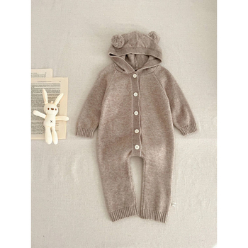 [Bunny] Νέα κορεάτικη φθινοπωρινή βρεφική φόρμα για αγόρια και κορίτσια, αρκουδάκι με κουκούλα, παχύρρευστη και ζεστή