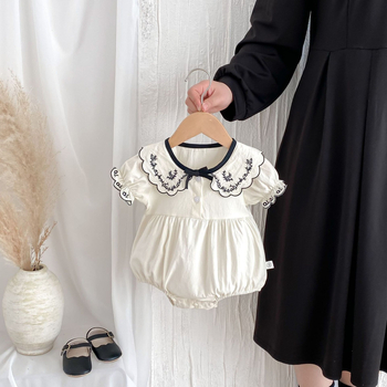 Καλοκαιρινή ολόσωμη φόρμα με κέντημα και πέτο για μωρά 2025, μοντέρνα, φαρδιά ρούχα με φιόγκο για μωρά κορίτσια