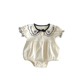 Καλοκαιρινή ολόσωμη φόρμα με κέντημα και πέτο για μωρά 2025, μοντέρνα, φαρδιά ρούχα με φιόγκο για μωρά κορίτσια