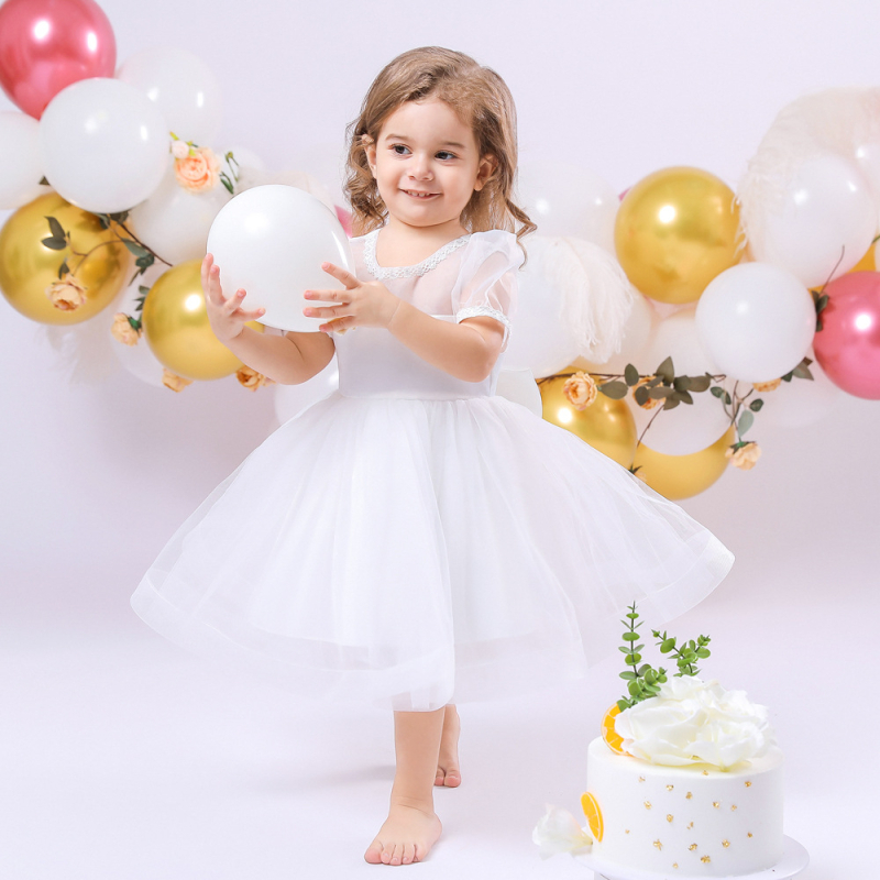 2025 Nové princeznovské šaty Letné detské šaty Dievčenské bábätká Jednoročné šaty s klavírnym vystúpením a nafúknutou gázovou sukňou