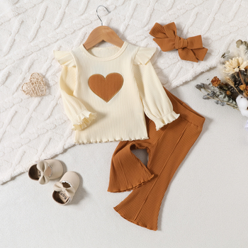 Proljetno-jesenski komplet odijela za djevojčice iz Cross-Bordera, majica dugih rukava s printom u obliku srca i hlače