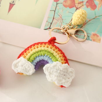 Vasaras saldais varavīksnes austs kulons Baoma roku darbs adīts atslēgu piekariņš piecu pavedienu tamborēts varavīksnes gatavie izstrādājumi