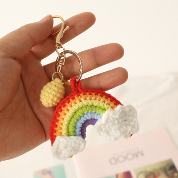 Υφασμάτινο μενταγιόν Baoma με θέμα το καλοκαίρι, χειροποίητο πλεκτό μπρελόκ, πέντε κλώνοι, κροσέ, ουράνιο τόξο, τελικά προϊόντα