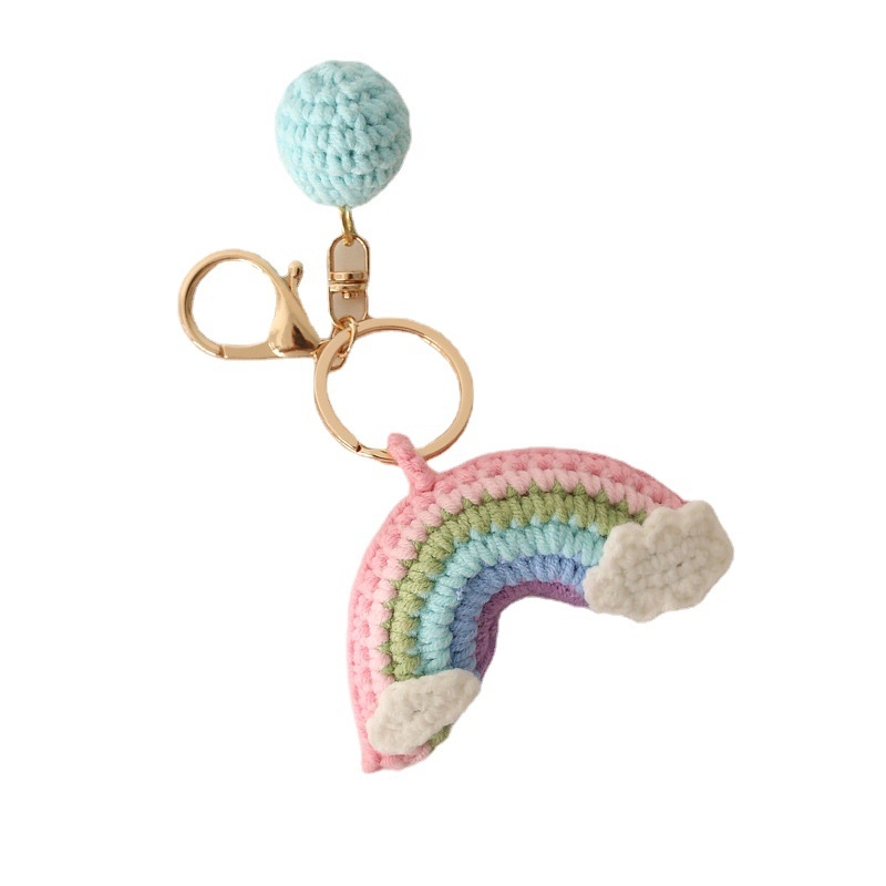 Vasaras saldais varavīksnes austs kulons Baoma roku darbs adīts atslēgu piekariņš piecu pavedienu tamborēts varavīksnes gatavie izstrādājumi