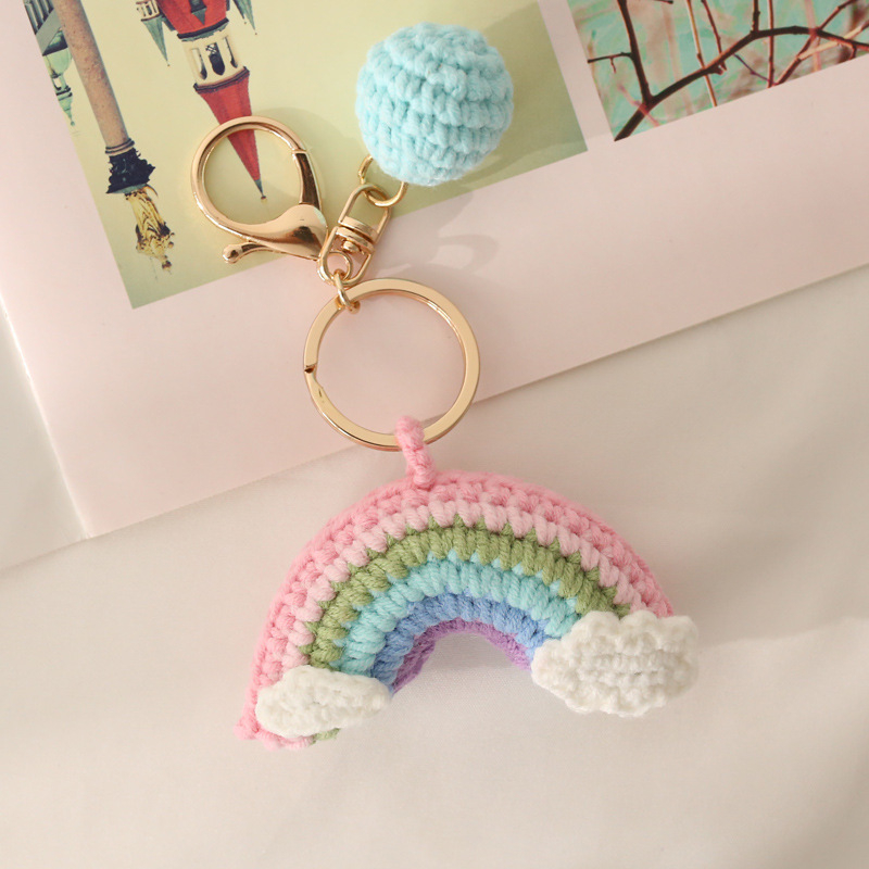 Vasaras saldais varavīksnes austs kulons Baoma roku darbs adīts atslēgu piekariņš piecu pavedienu tamborēts varavīksnes gatavie izstrādājumi