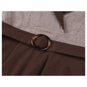 Dámske retro bavlnené šaty s priehľadným vzorom v európskom a americkom štýle Hepburn z kolekcie Cross Border Retro s kávovým vzorom a trojštvrťovým rukávom, sukňou s veľkým lemom