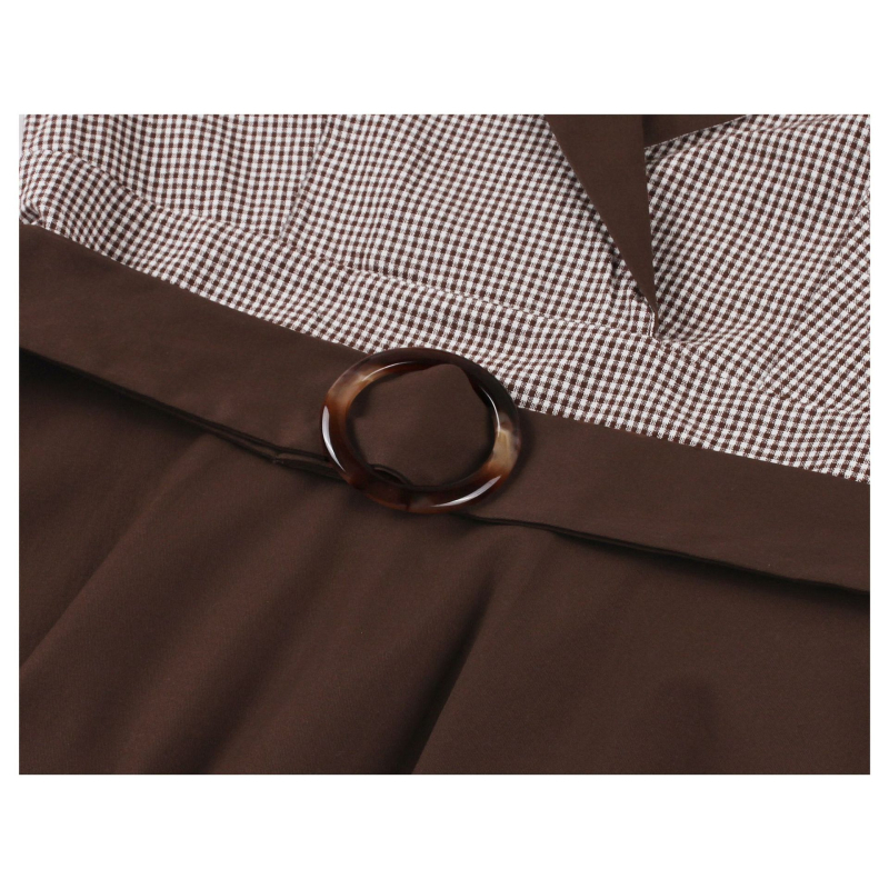 Dámske retro bavlnené šaty s priehľadným vzorom v európskom a americkom štýle Hepburn z kolekcie Cross Border Retro s kávovým vzorom a trojštvrťovým rukávom, sukňou s veľkým lemom