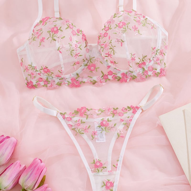 Costum de sutien sexy transfrontalier european și american, costum sexy cu imprimeu floral mic, lenjerie intimă sexy, costum de lenjerie intimă