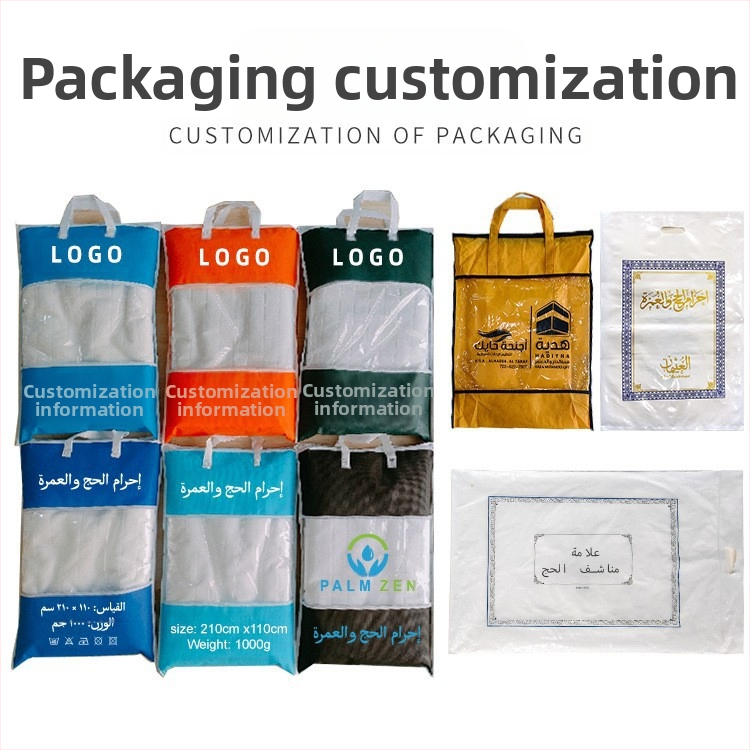 Longli Cross-Border Ihram Хадж кърпа с пискюли, памучна мюсюлманска молитвена кърпа, абсорбираща потта и дишаща