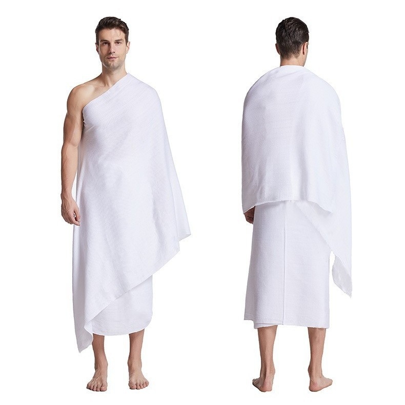 Longli tarpvalstybinis ihram hadžo rankšluostis su kutais, medvilninis musulmoniškas maldos skara, sugeriantis prakaitą ir laidus orui