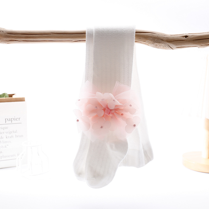 Letné dievčenské legíny 2024, tenké jednodielne ponožky, detské veľké pp pančucháče s veľkým kvetom