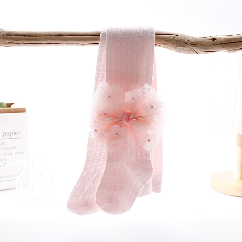 Letné dievčenské legíny 2024, tenké jednodielne ponožky, detské veľké pp pančucháče s veľkým kvetom